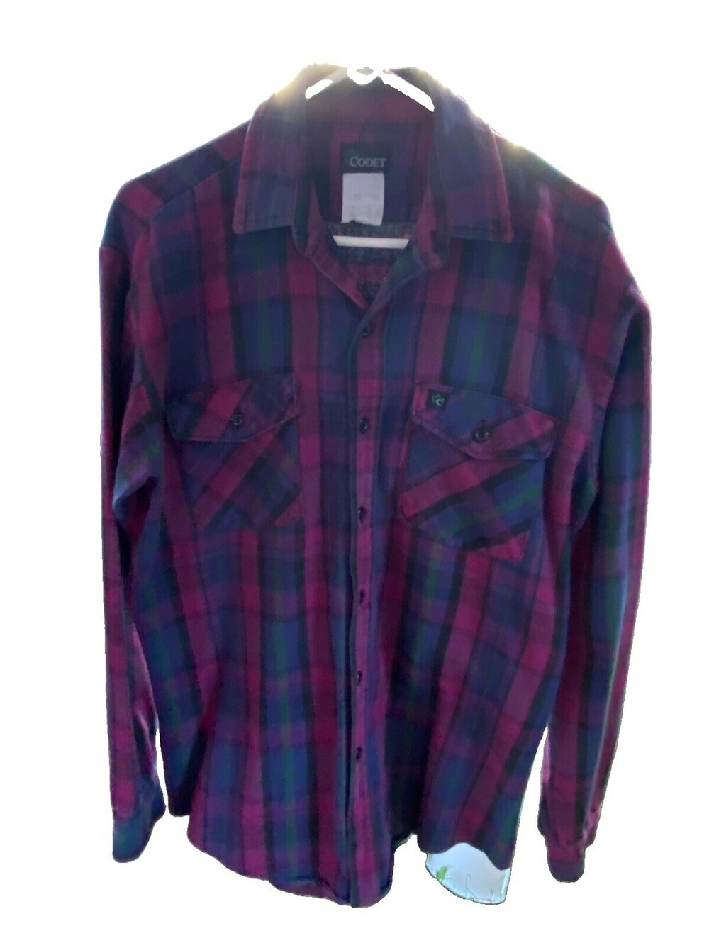 1989 Codet Flannel Shirt Plaid Button Up Men's Size M Long Sleeve Made in USA